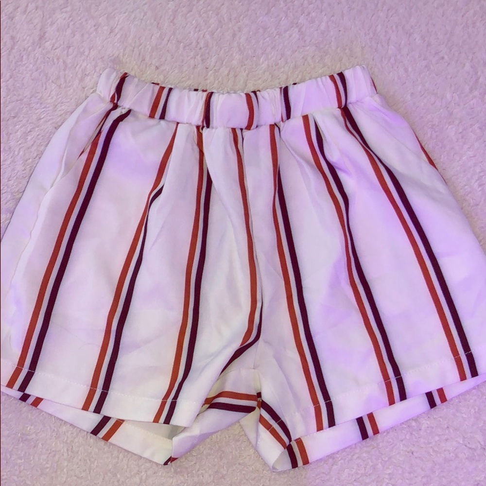 white striped shorts